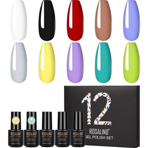 Low Price ROSALIND Gel Polish Kit Nail Art Manicure Gel Set Nails Hybrid Varnishes Soak Off Gel Lacquer Need Cured Base Top Coat