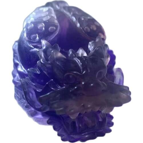Natural purple fluorite dragon turtle quartz Healing Crystal Carving Craft Reiki Gem Woman Gift Home Decoration