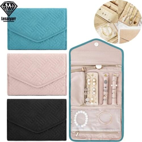 2021 Newst Travel Jewelry Organizer Roll Foldable Jewelry Case for Journey-Rings Necklaces Jewerly Storage Bag