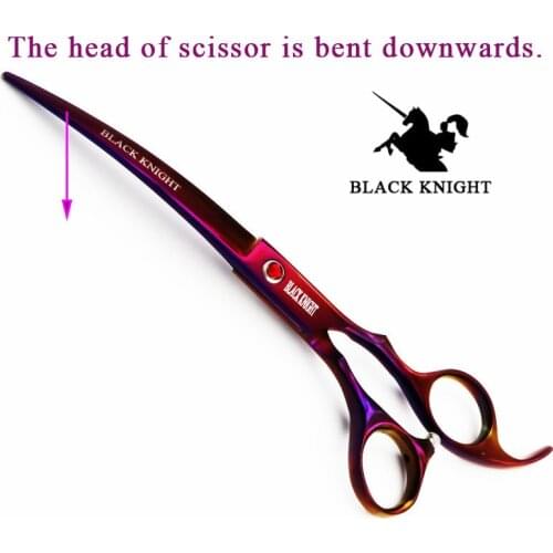 7" Pet Grooming Scissors Professional Hair Cutting Shears for Dogs and Cats Curved Downward Purple Style
