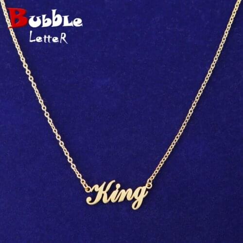 Custom Name Necklace For Women Glossy Bubble Letter Gold Color Pendant With 3mm Cuban Chain Hip Hop Jewelry