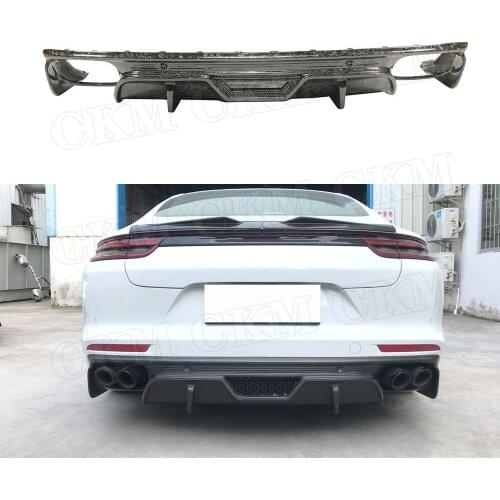 Forged Carbon Rear Diffuser Lip Spoiler For Porsche Panamera 971 2017 2018 2019 Dry Carbon Fiber Bumper Skid Plate Car Styling