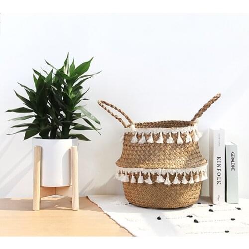 Nordic Macrame Woven Basket Panier Osier Laundry Baskets Toy Storage for Home Organization Plant Basket
