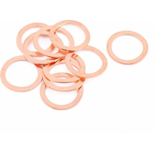 10pcs 24mm x 18mm x 1mm Sealing Gasket Fastener Flat Ring Copper Crush Washer