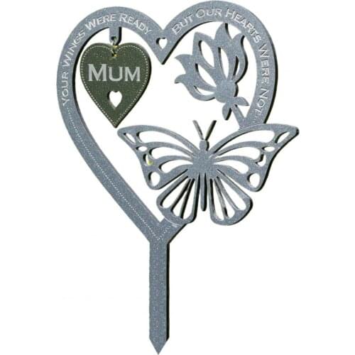 Garden Signpost Delicate Word Flower Butterfly Shape Plastic Mothers Day Fathers Day Inserted Sign Garden Decoration