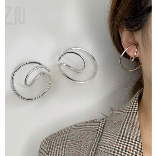 ZN Trendy Geometric Irregular Twisted Curve Ear Clips Cartilage Non Piercing Earrings Women Fashion Jewelry Gift Ear Accessories