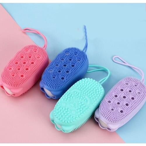 Comfortable Soft silicone Bathroom Massage Brush Convenient Durable Clean Shower Brush Body Cleaning Tools Scrubber Free