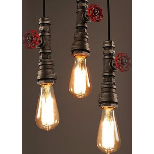 Vintage Pendant Light American Industrial Edison Lamp Water Pipe Style E26/E27 Art Luminaire Decoration Bar Restaurant Lighting