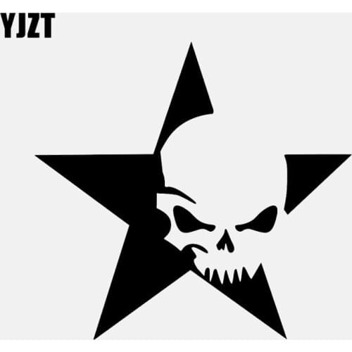 YJZT 13.6CM*12.7CM Skull Star Vinyl Decal Personality Car Sticker Black/Silver C3-0629