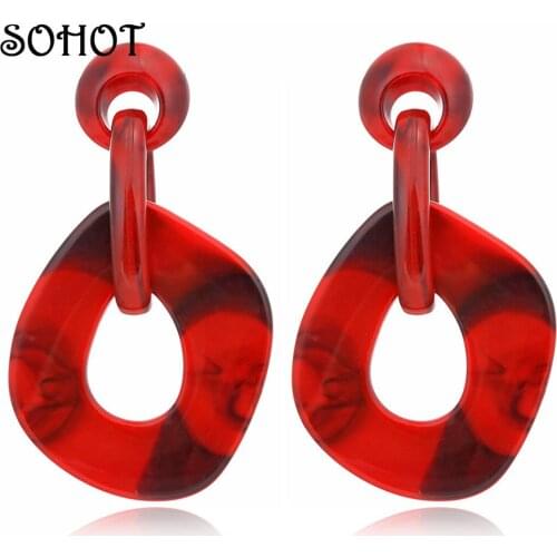 SOHOT Vintage Irregular Acetic Acid Acrylic Geometric Drop Earrings Exquisited Temperament Marble Pattern Women Jewelry For Gift