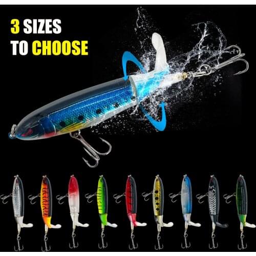 1 Pcs 10cm/14cm Topwater Fishing Lure Whopper Popper Artificial Bait Hard Plopper Soft Rotating Tail Fishing Tackle Fishing Bait