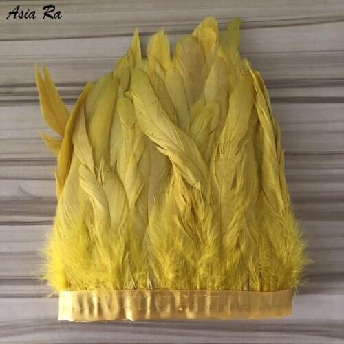 10Meter Rooster Feathers Trim Fringe 20-25CM Chicken Feather Decoration Ribbon Craft Clothing dresses Sewing Accessory Juju Hat