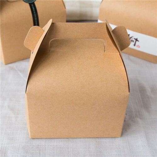 10PCS/Lot Kraft Paper Boxes For Packaging Candy Macaron Box Biscuits Food Cake Box Egg Favor Boxes Cristmas Decoration Gift Bag