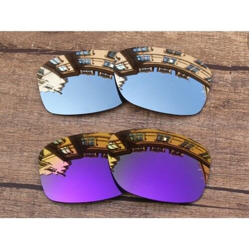 Vonxyz 2 Pairs Chrome Mirror & Violet Mirror Polarized Replacement Lenses for-Oakley Jupiter Squared Frame