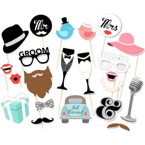 22PCS Wedding Photo Booth Props