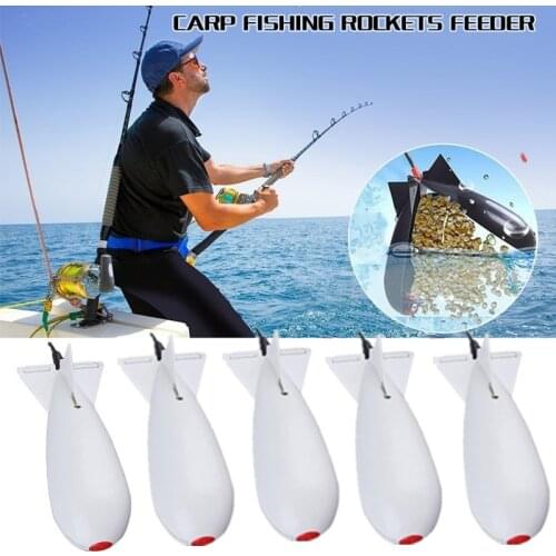 5pcs Carp Fishing Rocket Feeder Large Small Bomb Float Lure Bait Holder L M S Pellet Rockets Feeders Position Gear