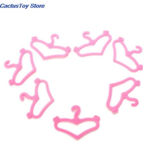 50 Pcs/Lot Pink Hangers Dress Clothes Accessories For Doll Pretend Play Girls' Gift