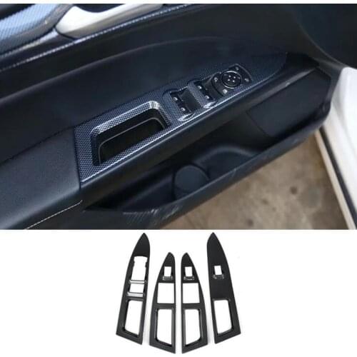 For Ford Mondeo 2017 2018 Accessories Car Armrest Door Window Lift Switch Panel Cover Trim Styling Stickers ABS Carbon Fiber