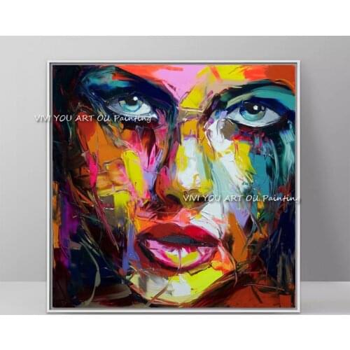 Watercolors Woman Face 100% Handmade Oil Painting on Canvas Abstract Graffiti Thick Knife Wall Art Pictures for Living Room
