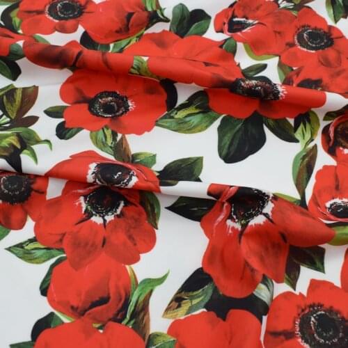 Anemone digital painting imitation cotton fabric for summer dress bazin riche getzner telas por metro tissus au metre tissu tela