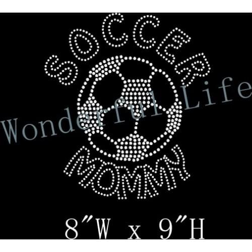 Free shipping Soccer Mommy Rhinestone Transfer Iron On DIY Bling