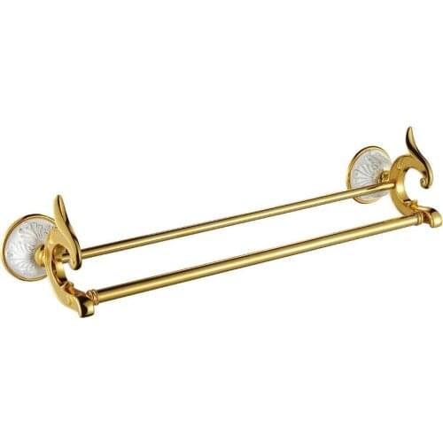 FREE SHIPPING new design 24k gold white crystal double towel bar