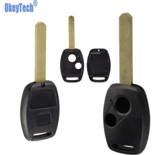 OkeyTech Remote Car Key Shell Case Fob 2 Buttons for Honda Civic CRV Jazz HRV No Chip Auto Keyless Entry Alarm Key Case Cover
