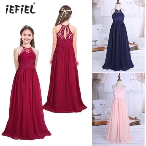 Kids Dresses for Girls Party and Wedding Birthday Christmas Vestidos Flower Lace Princess Girls Dress Sleeveless Elegant Dress