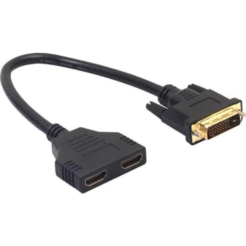 Bi-Directional DVI 24+1 Male to 2 HDMI Female Adapter Cable Converter Connector Cord For Monitor Supports 680P 720P 1080I 1080P