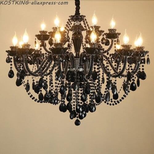 Black Chandelier Living Room Crystal Chandelier Light Dining Room Bedroom Hanging Lamp Villa Hotel Clothing Store LED Chandelier
