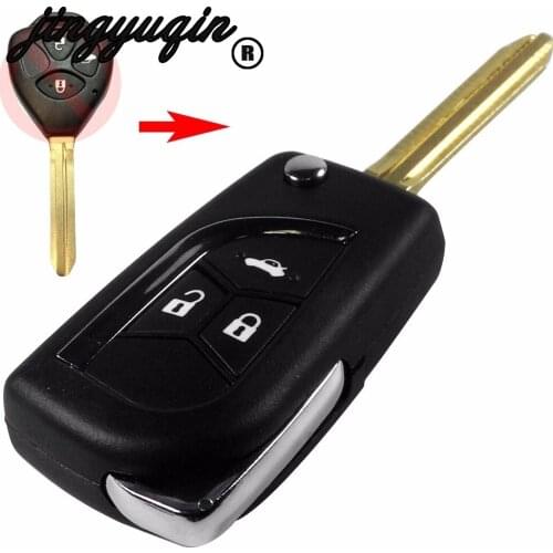 Jingyuqin 3 Buttons Modified folding toy43 Remote Key Shell Case For Toyota RAV4 Yaris Venza Scion tC xA xB xd Replacement Fob