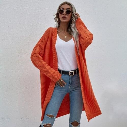 Vintage Solid Color Long Cardigan Women Fashion Long Sleeve Casual Loose Sweaters Tops Ladies Oversized Knitted Cardigan Coat