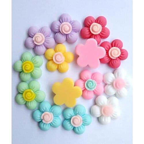 Resin vintage Mixed Color flower flatback cabochon DIY jewelry/phone decoration No Hole 20mm 50pcs/bag 18942