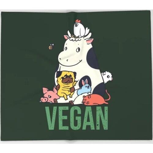 Bull Dog Cartoon Throw Blanket Cute Kids Design Pug and Friends Vegan Blankets for Beds Christmas Decorations for Home