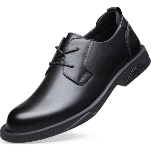 2021 Mens Quality Genuine Leather Shoes New Soft Business Casual Size 38-44 Black Man Dress Genuine Leather Shoes