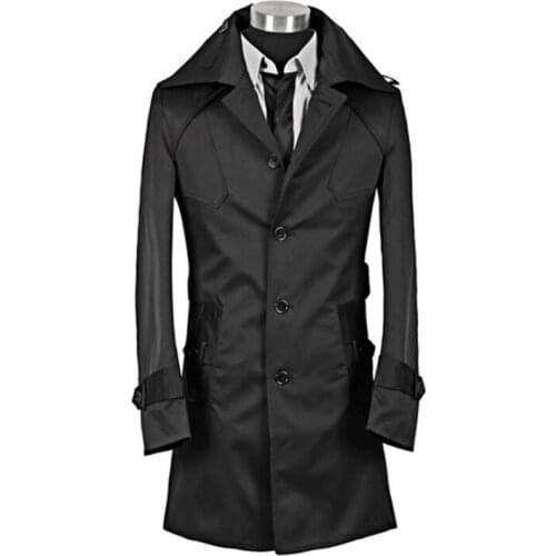 Mens trench coats wine red beige man single-breasted coat men clothes slim overcoat long sleeve spring autumn big size S - 9XL