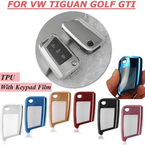 Soft TPU Car Remote Smart Key Cover with Keypad Film for VW Volkswagen Tiguan Golf7 GTI Octavia Case bag Styling Accessories