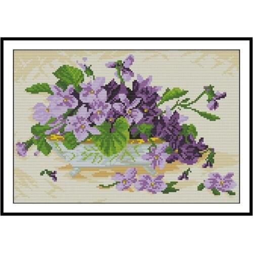 Fragrant Lilies Patterns Stamped Cross Stitch Kits DIY Handmade Needlework 14CT 11CT Cotton Fabric Cross Embroidery Kits Crafts