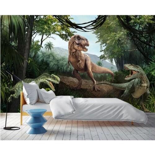 Custom mural on the wall 3d photo wallpaper Jurassic dinosaurs in the primeval forest decor living room wallpaper for walls 3 d