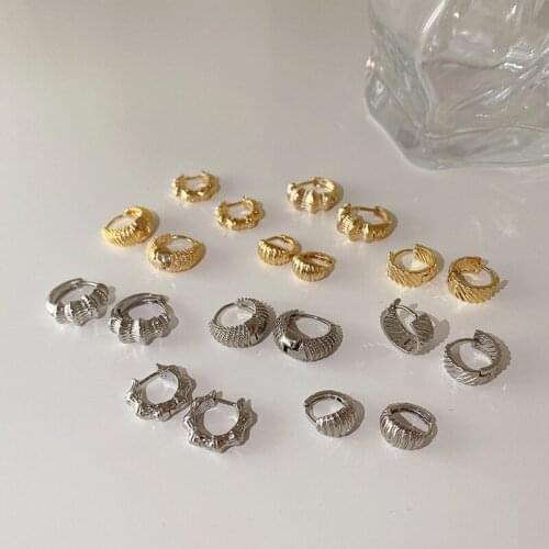 Origin Summer Plain Multi Designs Irregular Geometric Metal Hoop Earring for Women Girls Gold Silver Color Earrings Jewelry