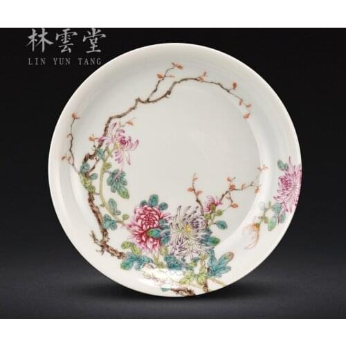 Pot bearing tea tray to admire the plate of jingdezhen ceramic tea accessories pastel the chrysanthemum hang dish