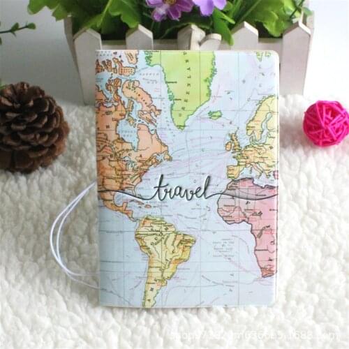 Portable PU Leather Boarding Wallet Case Travel Accessories Creative New World Map Passport Cover Wallet Bag ID Address Holder