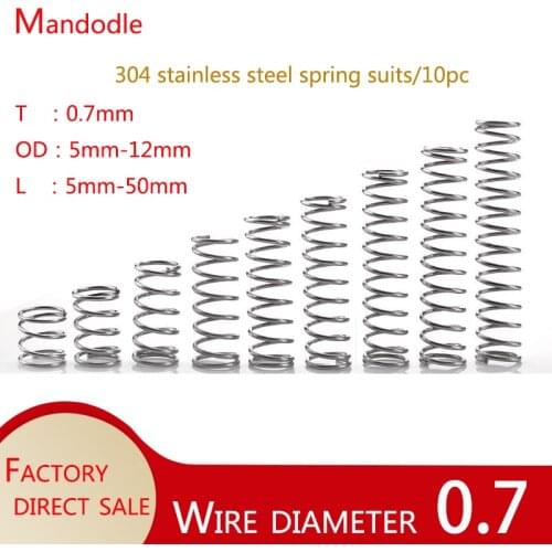 304 stainless steel compression spring,Wire diameter0.7,Cylindrical compression spring,Mini spring spiral spring ,10pc