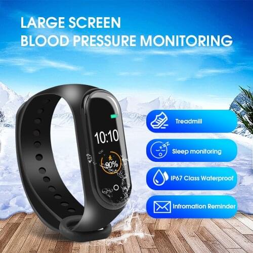 M4 Smart Bracelet Color IPS Screen Smart Band Sport Fitness Pedometer Blood Pressure Wristband Walk Step Counter Men Women Watch