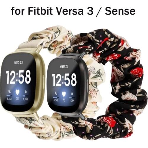 Scrunchie Elastic Band for Fitbit Versa 3 Sense Watchband Replacement Women Girls Soft Cloth Rubber Stretchy Strap Bracelet 2020