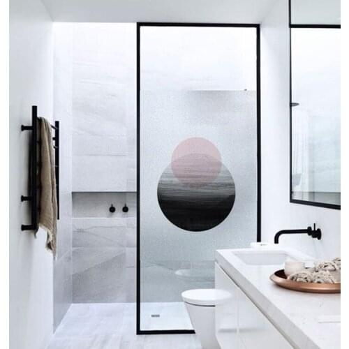 Customize Static Abstract geometry Window Film Balcony Bathroom Frosted Opaque Decorative Glass Sticker Bathroom Kitchen