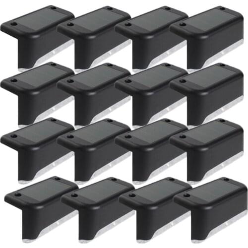 16Pcs LED Solar Path Stair Light Outdoor Wall Lamp Garden Yard Fence Wall Landscape Lamp Driveway Fence Lights
