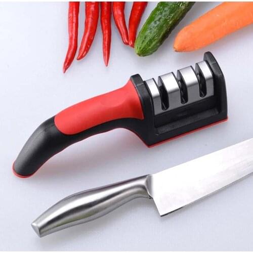 3 Stages Household Handle Type Tungsten steel Sharpener Hard Carbide Ceramic knife sharpener Stone Handle