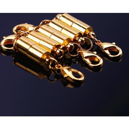 14K gold-covered color-preserving thick silver cylindrical strong magnetic buckle bracelet necklace magnet connection buckle diy