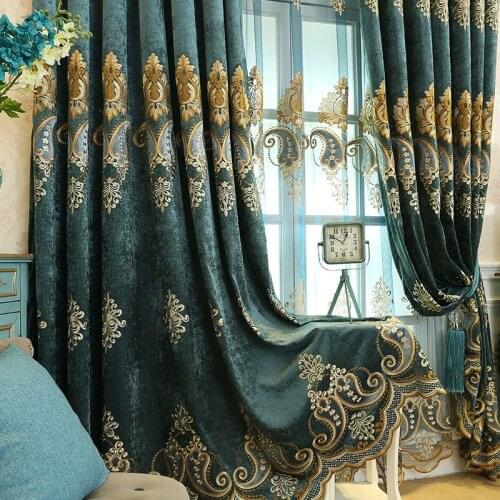 European and American Style Royal Gold Luxury curtains for Living Room window curtain Bedroom Window curtain kitchen/Hotel